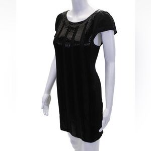 ALICE + OLIVIA Black Beaded Silk Overlay Dress Size S - MSRP $499